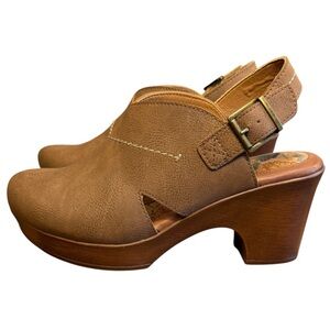 BOC Cecelia Brown/Tan Platform Clog Chunky Boho Mule Sandals. Size 10 women’s.